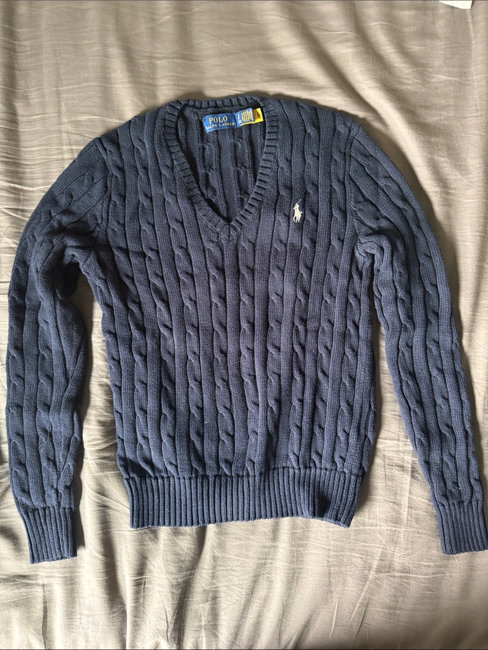 Polo by Ralph Lauren Navy Cable V-Neck Sweater Women